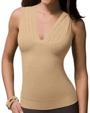 Spanx On Top In Control NEW Draped V Sleeveless 972 Vanilla Beige Small  PM