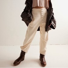 NWT Free People Osaka Barrel Jeans Mid Rise We The Free in Latte Cream 26