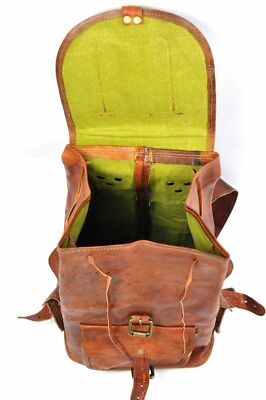 Sac à Dos Cuir Véritable Vintage - Fabriqué Main En Inde - Taille Medium - Style Rétro