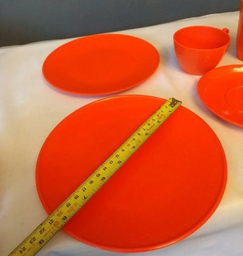 Danish Rosti Mepal Orange Cups Plate Beaker Scandi Retro Vtg Picnic Ropal 70s - Picture 12 of 12
