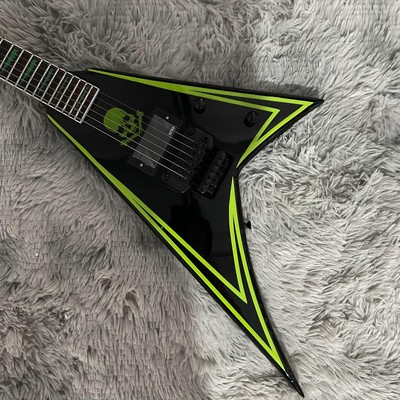 Factory Skull Style Swallow tail V 6 Strings Electric Guitar Set in Joint 24Fret