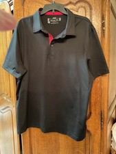 VINTAGE LTD. Mens sz XL BLACK SHORT SLEEVE MADE IN USA CARBON TEE POLO
