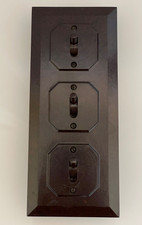 Vintage Art Deco Tucker Telac Brown Bakelite 3 Gang Light Switch New Old Stock