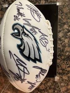 Philadelphia Eagles 2022 Team Signed Football With COA NFL Auto Hurts AJ Kelce++
