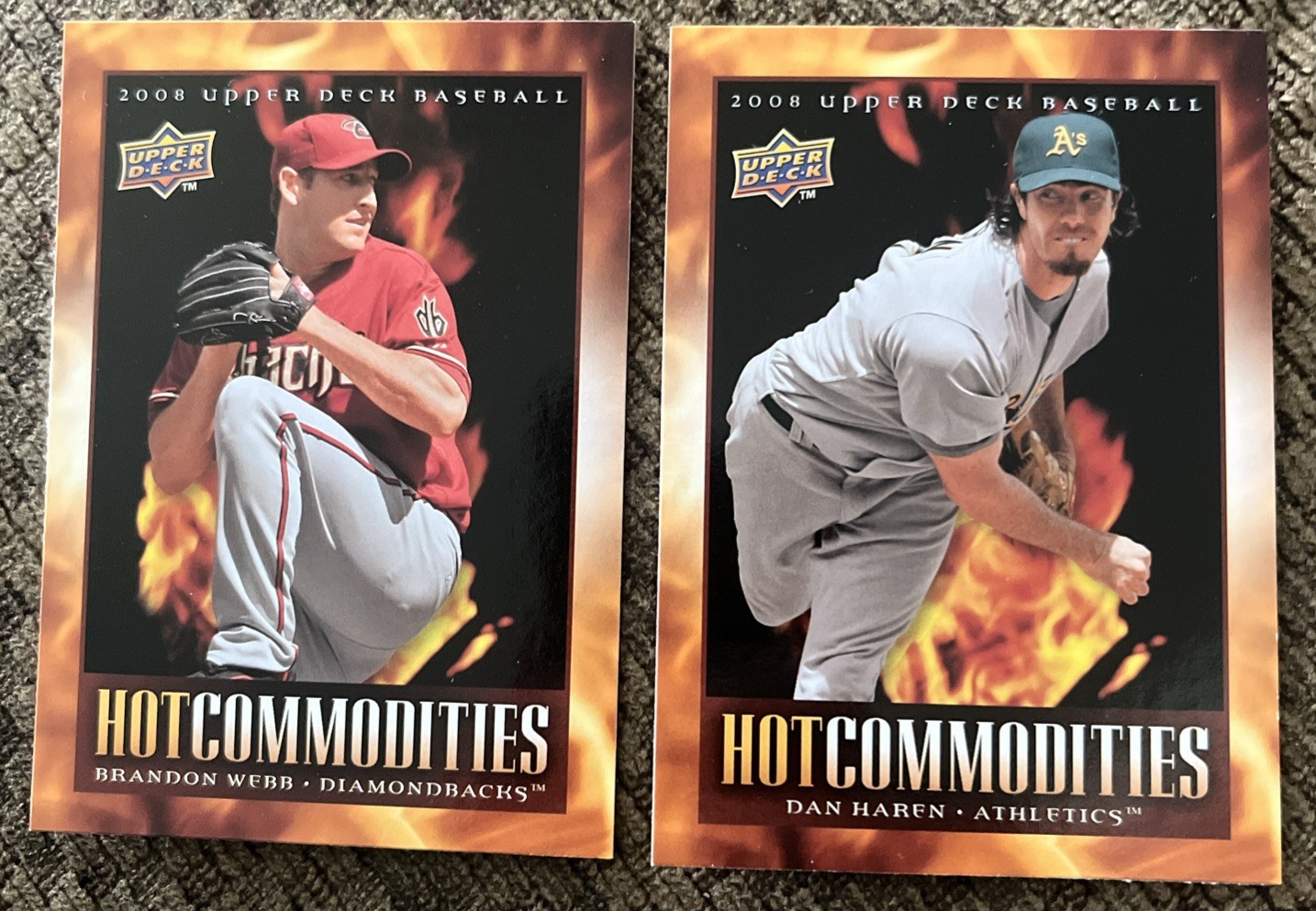 2008 Upper Deck Dan Haren Brandon Webb Hot Commodities Baseball Cards Lot Of 2