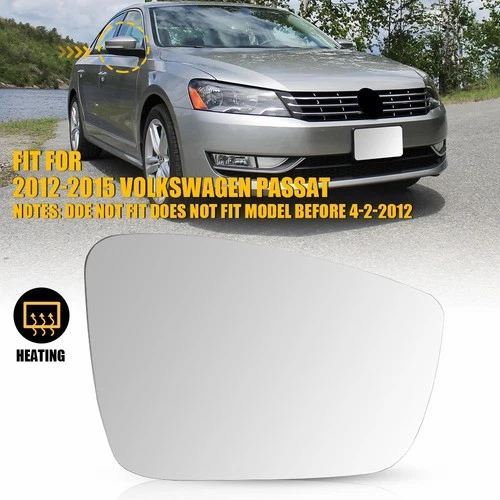 For Door Mirror Glass Heated 2012 - 15 VOLKSWAGEN PASSAT Right Side VW1324103 H
