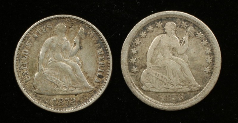1856-O & 1872 Seated Liberty Half Dime 2-Coin Lot VF Silver Raw (#SLC00432)