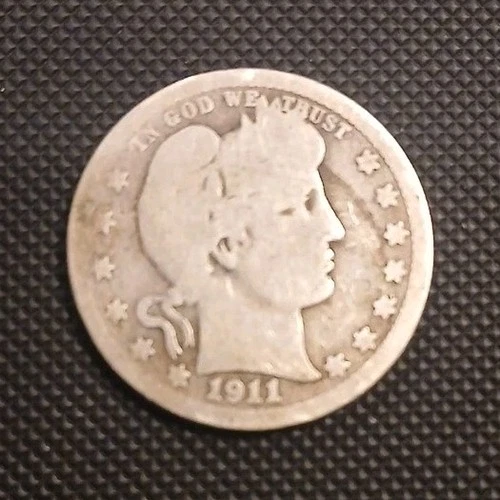 1911 Barber Quarter 25C Silver Circulated US Coin KM#116 Business Strike