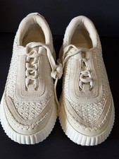 Dolce Vita Women's Dolen Sneaker 7 Sandstone Knit Lace Up Shoes 1.6 Inch