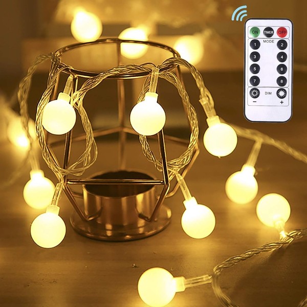 Lichterkette 50 Leds 5M Batteriebetrieben Wasserdicht Mit Fernbedienung-image