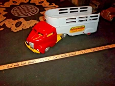 24" Wyandotte Pressed Steel Truck Red & Grey Truck Lines Tractor Trailer 1950s