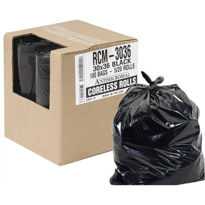 Trash Bags 30 Gal. Black Plastic Strong Tall Heavy Duty Garbage Kitchen 100-Pack