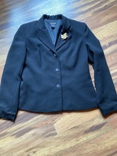 Rafaella size 8 Black Jersey Blazer Gold Pin Accent