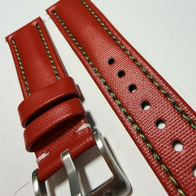 21mm RED Real Sailcloth Apple Watch Rolex Breitling Omega Tudor GREEN Stitch