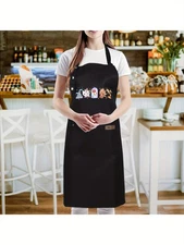 Black Chef Apron - Hat & Barker Print/Personalizable Name