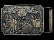 KD13148 VINTAGE 1975 AMERICAN AGRICULTURE BICENTENNIAL BRASSTONE BELT BUCKLE