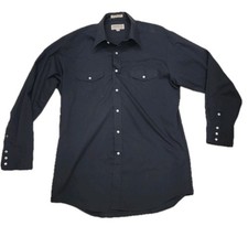 Vintage Sheplers Shirt Mens Sz Small Black Pearl Snap Long Sleeve Dress Shirt