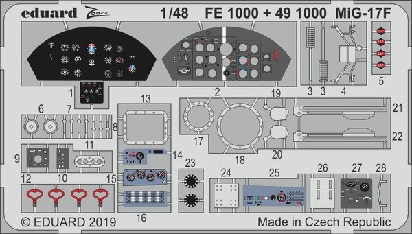Eduard Accessories FE1000 - 1:48 ÄTzsatz Mig-17F For Hobby Boss - Neu-image
