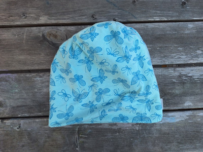Pusblu Kinder Mütze Gr. 50/51   Baumwolle   Schmetterlinge   blau
