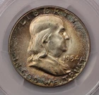 1954 Franklin Half Dollar PCGS MS65FBL Toned