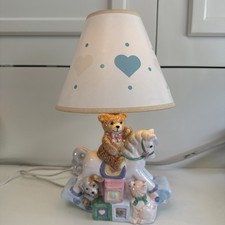 Vtg 1992 San Francisco Music Box Teddy Bear Nursery Table Lamp - Working