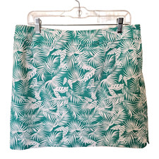 Croft  Barrow Skort Palm Tree Leaves Hawaiin Tropical Summer Green size 12
