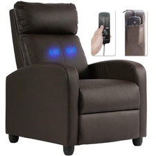 Bestmassage Recliner Chair 2 Point Massage Function Pu Brown Lumbar Support
