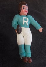 Vintage Antique 8 Felt/Celluloid Plastic Football Player Doll-Japan