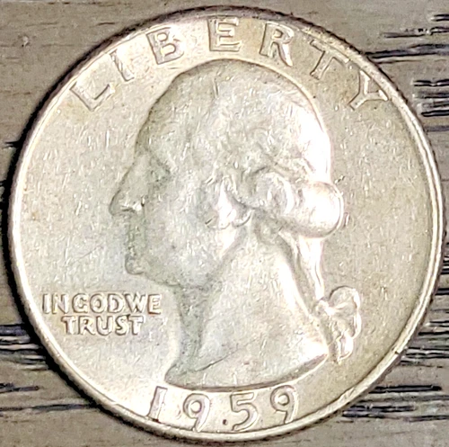 1959-P U.S. WASHINGTON QUARTER IN ALMOST UNCIRCULATED (AU) CONDITION,