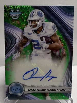 OMARION HAMPTON 2024 BOWMAN U BEST GREEN MINI-DIAMOND AUTO /99 