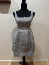 By Anthropologie Sleeveless Square-Neck Tweed Fit & Flare Mini Dress NEW, Sz 4