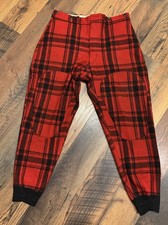 VTG 50s 60s Woolrich Style Buffalo Red Black Plaid Wool Hunting Pants Sz 36 x 31