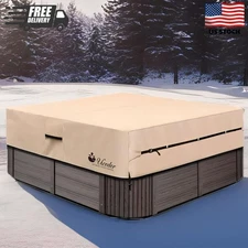 Waterproof Hot Tub Cover Outdoor Spa Cover (76''x76''x20) 600D Heavy Duty