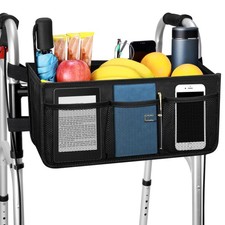 Upgraded Walker Basket with Cup Holder, Foldable Bag, Large Capacity, No Tipping