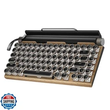 Retro Typewriter Wireless Mechanical Gaming Keyboard, Bluetooth 5.0 Office Co
