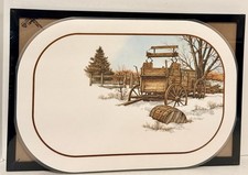 Vinyl Placemat 11"x 17"- 1980s Country Settings Reversible w/PICTURE FRAME NEW