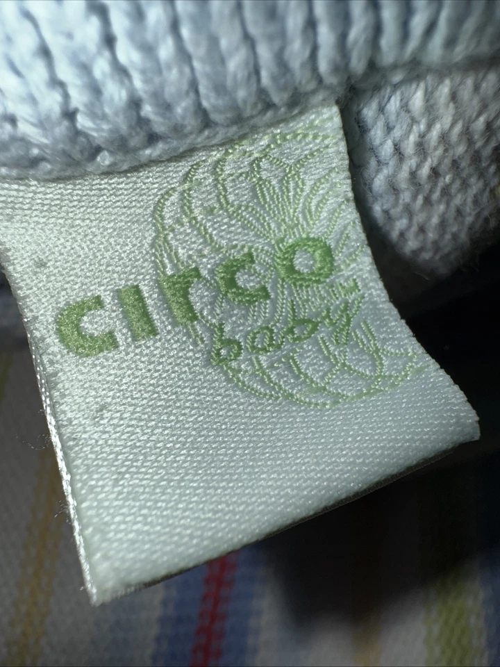 Manta de bebé Circo todo algodón tejido a rayas azul amoroso rojo verde amarillo usada en excelente estado ¡Bonita! Foto 3 de 4