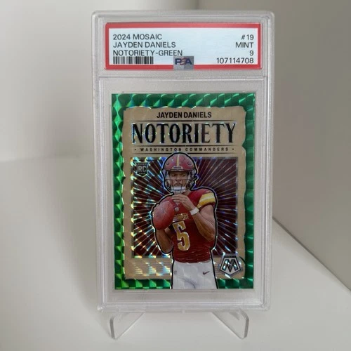 2024 Panini Mosaic Jayden Daniels Rookie (RC) Green Notoriety #19 PSA 9 Mint