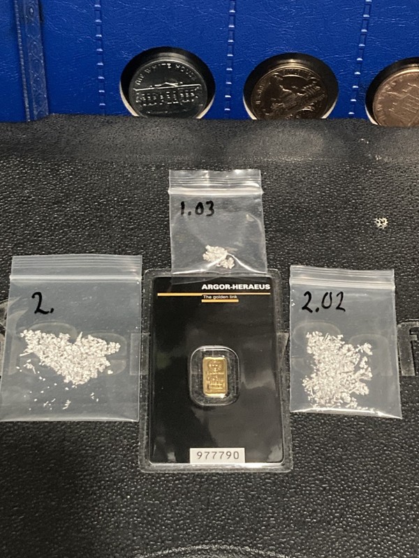 Argor Heraeus- 1 Gram .9999 Swiss Gold Bar In Assay-+ 5 grams Crystalline SILVER