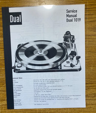 1019 Turntable Service Instruction Manual Fits Dual Stereo Turntable 1019