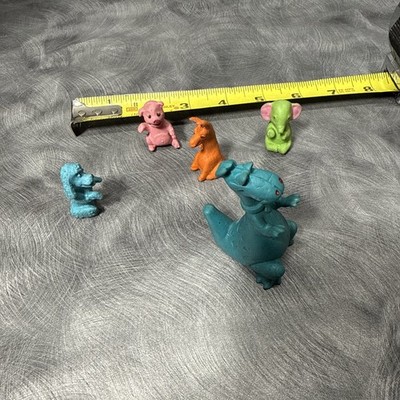 Vintage Soft Rubber Eraser Figures 5 Pieces