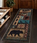 2x6 Hallway Runner Rug, Bear Rustic Cabin Non~Slip Low Pile Entryway Mat
