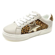 Art Class Kids Cream Leopard Print Star Low Top Sneakers Size 4