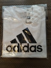 adidas Essentials Logo Tee White Cotton Regular Fit Crew Neck Short Sleeve L