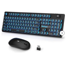 BlueFinger Wireless Gaming Keyboard & Mouse Combo - White/Silver - NEW*