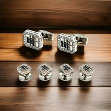 925 sterling silver men cufflinks with Tuxedo Buttons Unique Cufflinks