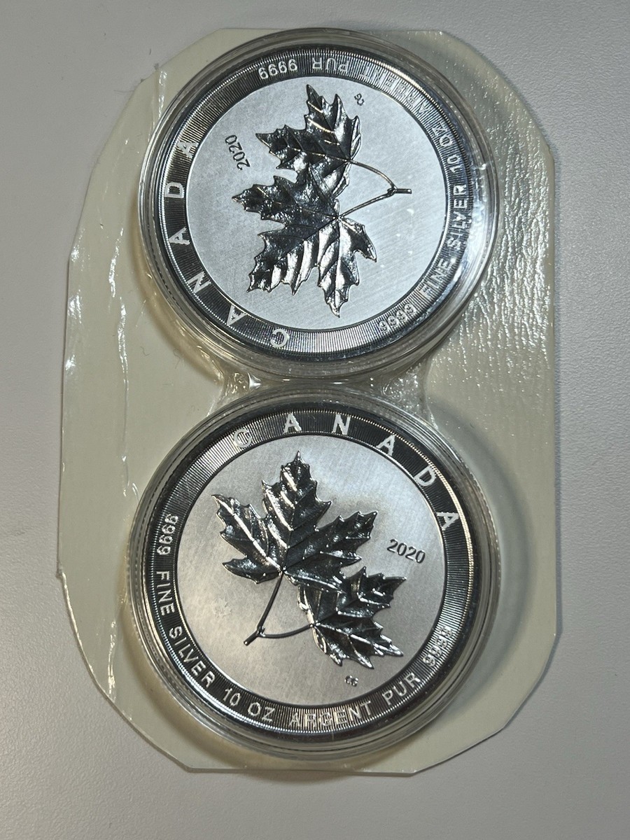 2) 2020 Canada Royal Mint 10oz Magnificent Maple Leaf .9999 Silver