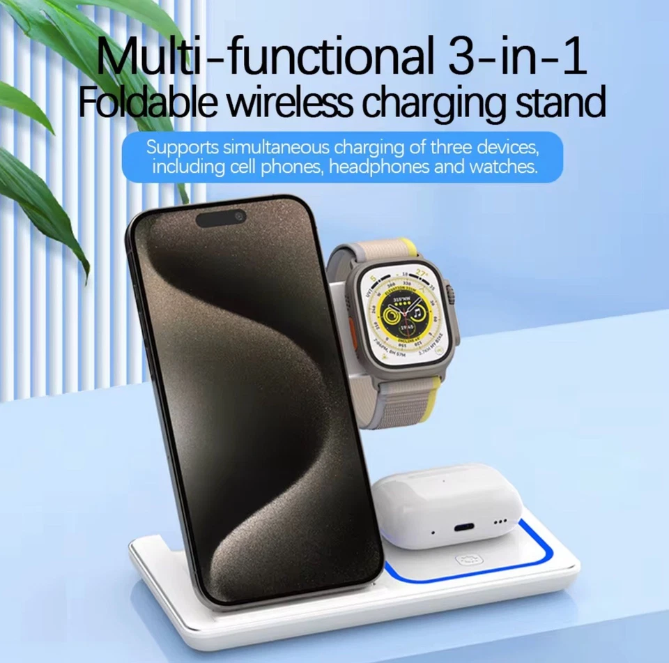 3 In 1 Wireless Charger Stand. Works with Apple and Samsung. Excellent Gift - Image 3 of 4