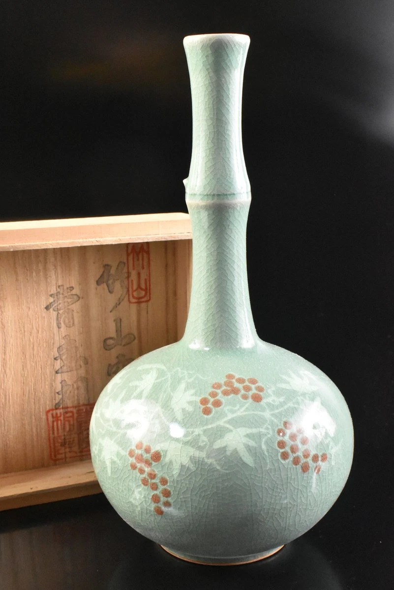 陶瓷绿色花瓶韩国古董| eBay