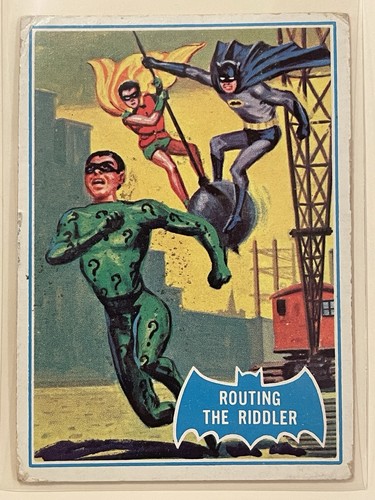 1966 Topps Batman Blue Bat #22B Routing the Riddler